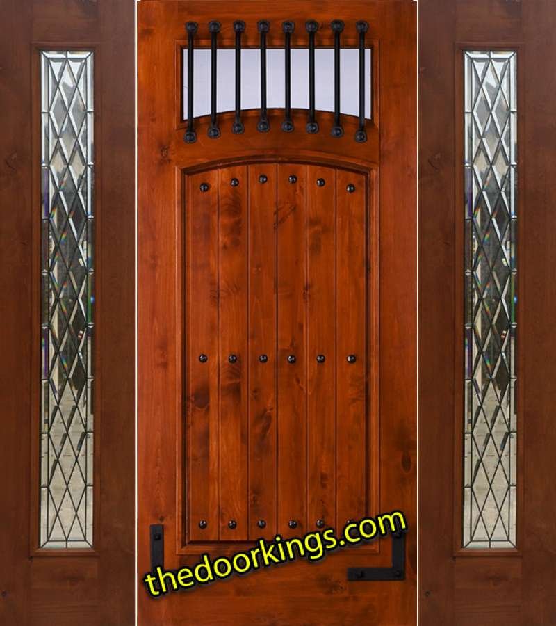 sw64 knotty alder wood door with two chateau sidelites